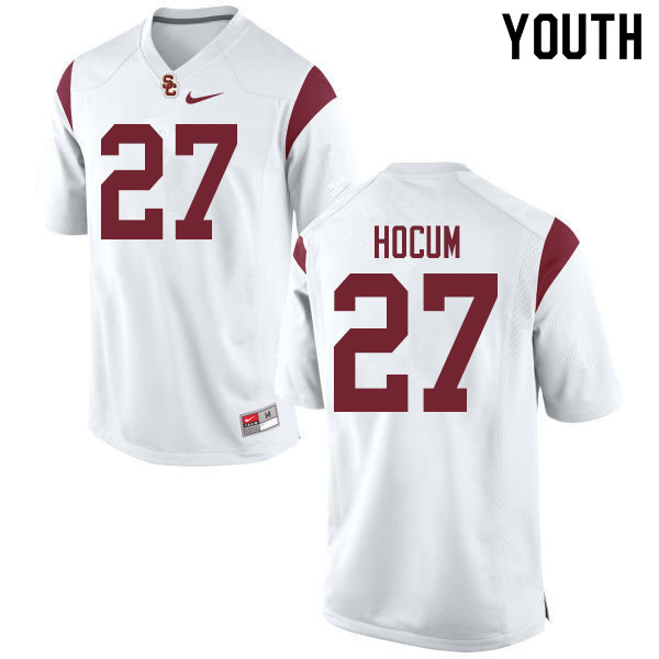Youth #27 Matthew Hocum USC Trojans College Football Jerseys Sale-White - Click Image to Close